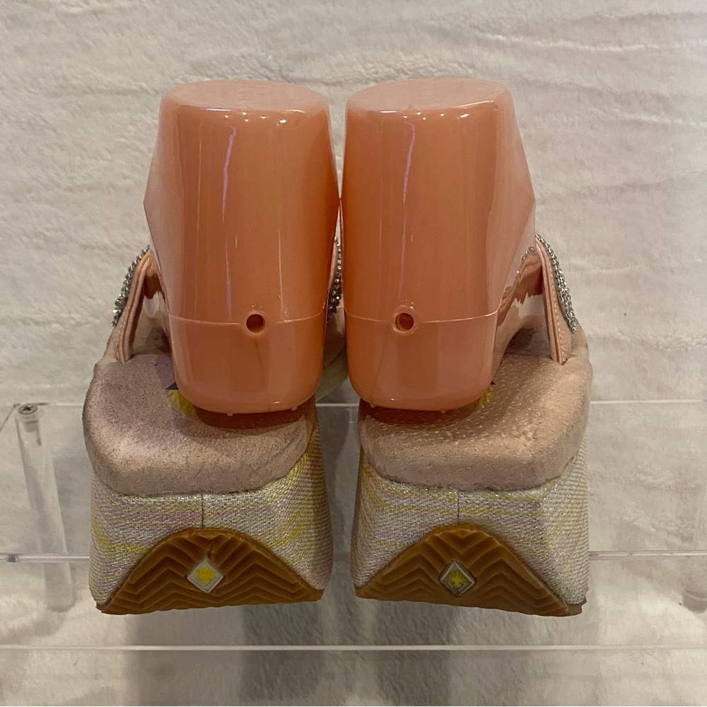 Volatile Rhinestone Strap Pink-Beige Wedge Heel Thong Sandals FlipFlops Sz 7 VGC - Picture 6 of 15